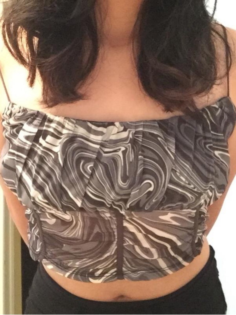 Garage Swirl Corset Style Mesh Crop Top - Picture 6 of 6